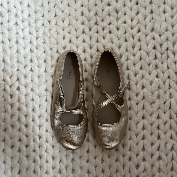 Zara Gold Ballet Flats - Picture 1 of 4
